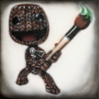 "Artist Sackboy" Painting
